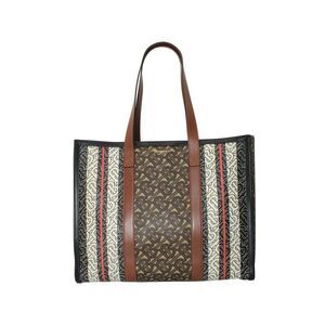 Burberry Monogram Stripe E-canvas Tote Bag In Brown Canvas